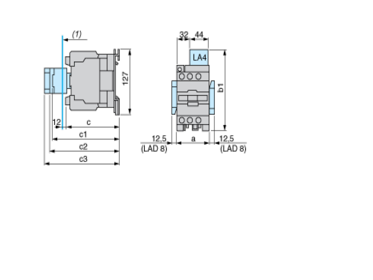 detail TeSys D, stykač 3P(3Z) 80A AC-3 440V-pomocné kontakty 1Z+1V- cívka 230V 50Hz